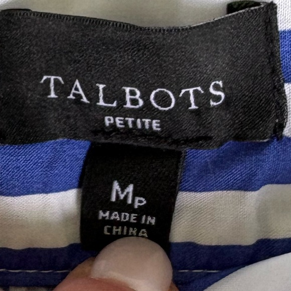 TALBOTS Sailboat Stripe Scalloped Square neck top - Medium Petite - Picture 4 of 8